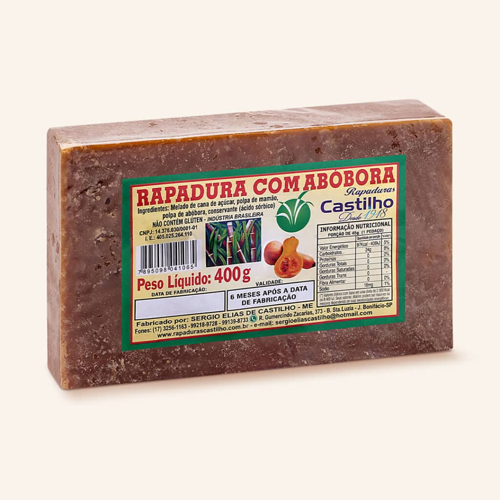 Rapadura Com Abóbora Castilho (Pacote 400g)